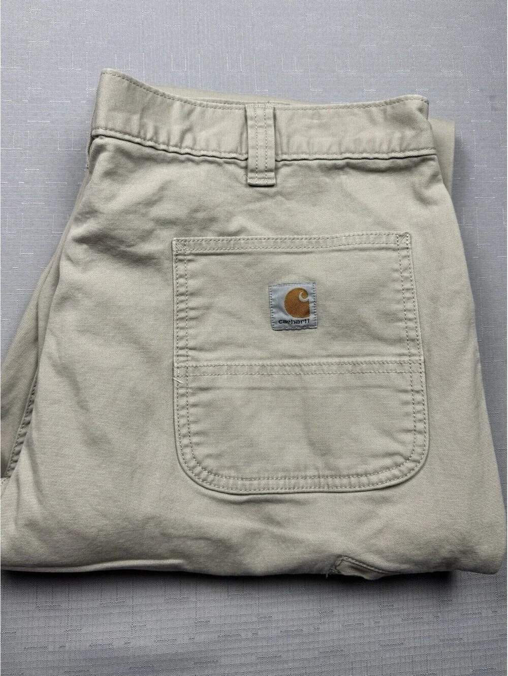 Carhartt Relaxed Fit Canvas Work Pants Mens 40x28 Khaki Beige Utility Work